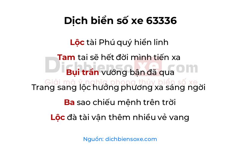 Dịch thơ biển số 63336