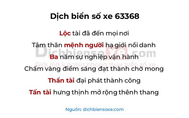 Dịch thơ biển số 63368