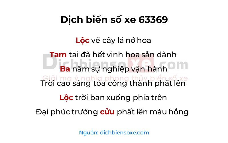 Dịch thơ biển số 63369