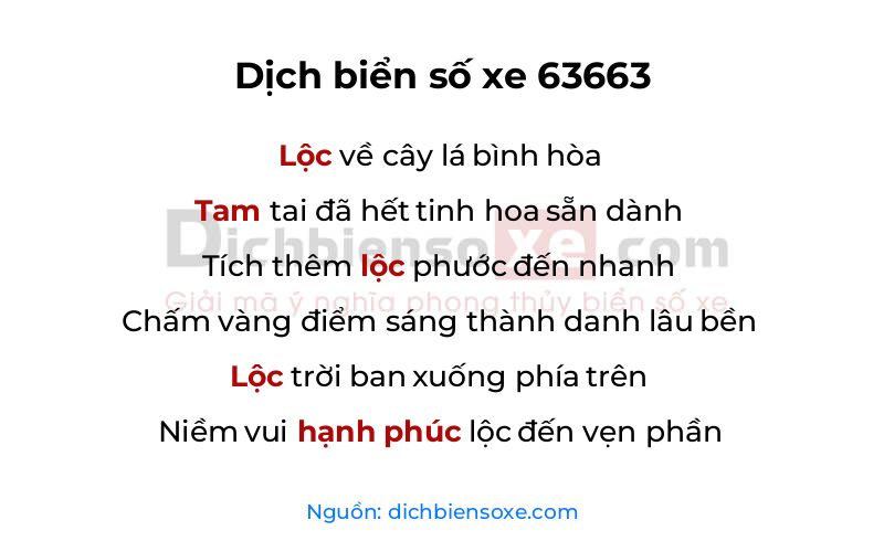 Dịch thơ biển số 63663