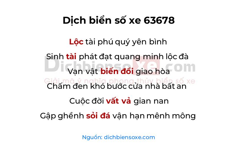 Dịch thơ biển số 63678