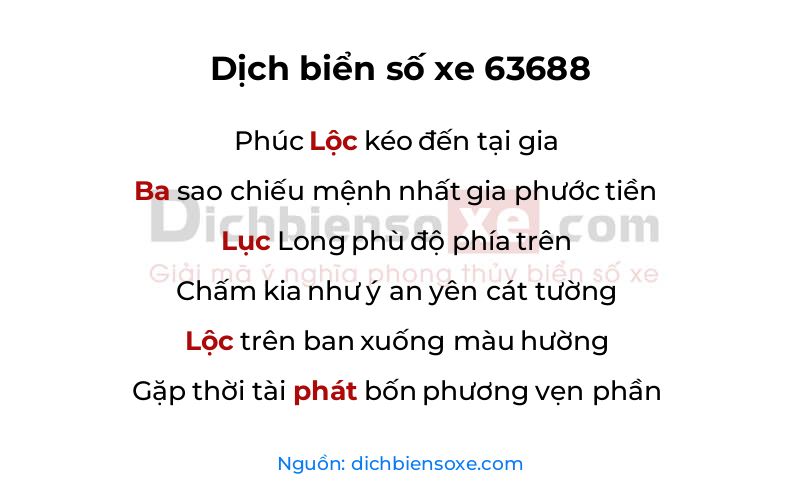 Dịch thơ biển số 63688