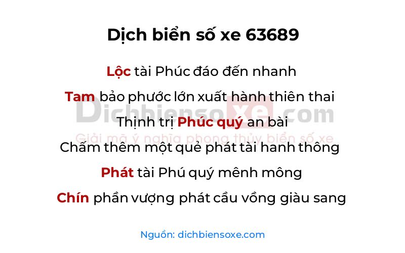 Dịch thơ biển số 63689