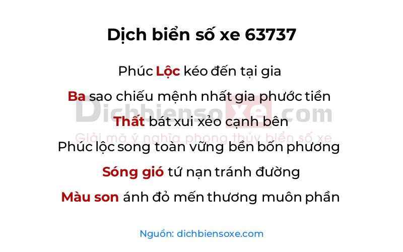 Dịch thơ biển số 63737