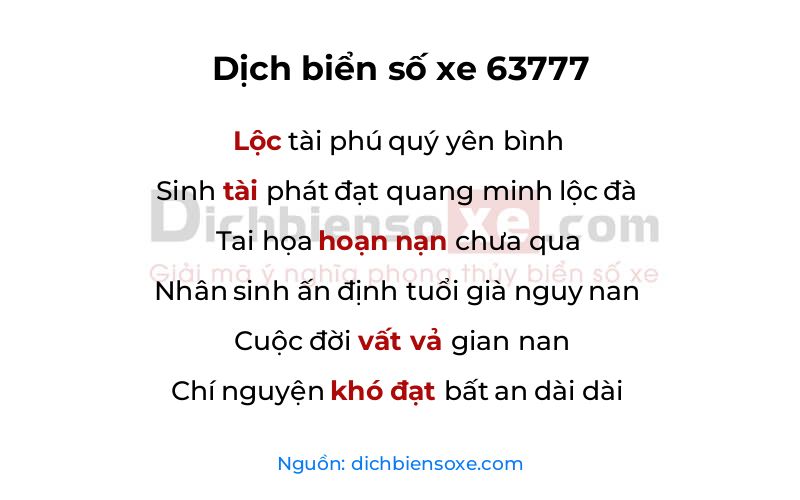 Dịch thơ biển số 63777