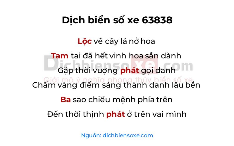 Dịch thơ biển số 63838