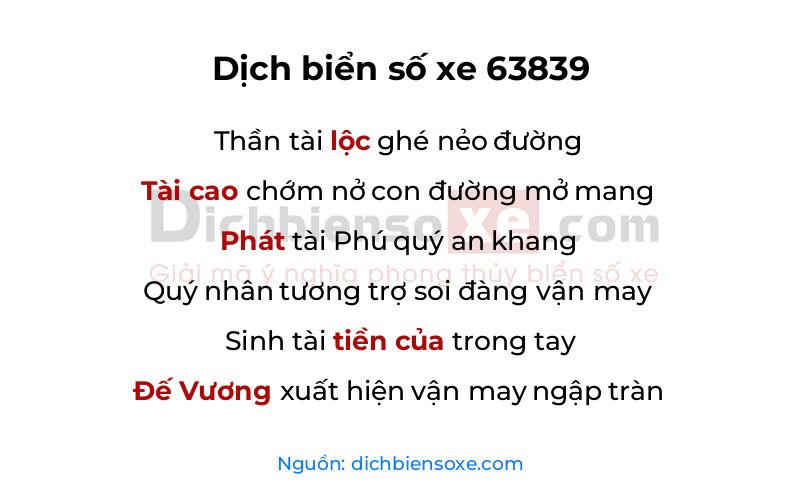 Dịch thơ biển số 63839