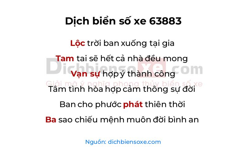 Dịch thơ biển số 63883