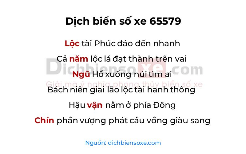 Dịch thơ biển số 65579