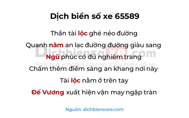 Dịch thơ biển số 65589