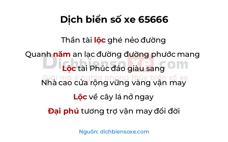 Dịch thơ biển số 65666