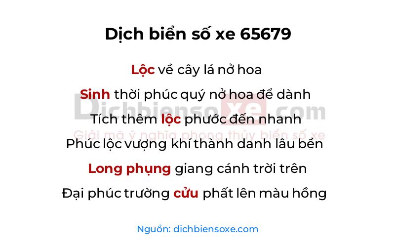 Dịch thơ biển số 65679