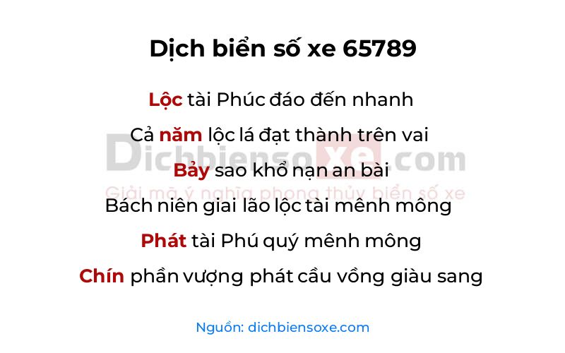 Dịch thơ biển số 65789