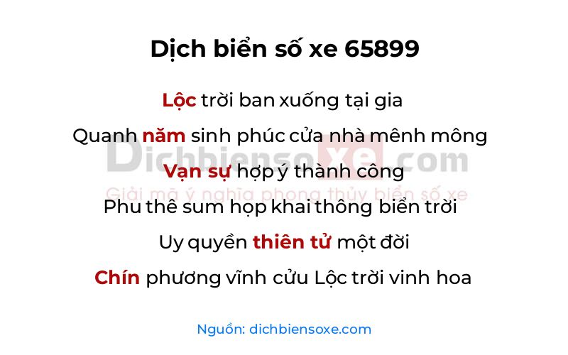 Dịch thơ biển số 65899