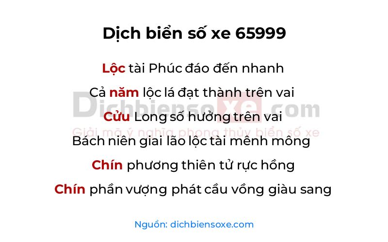 Dịch thơ biển số 65999