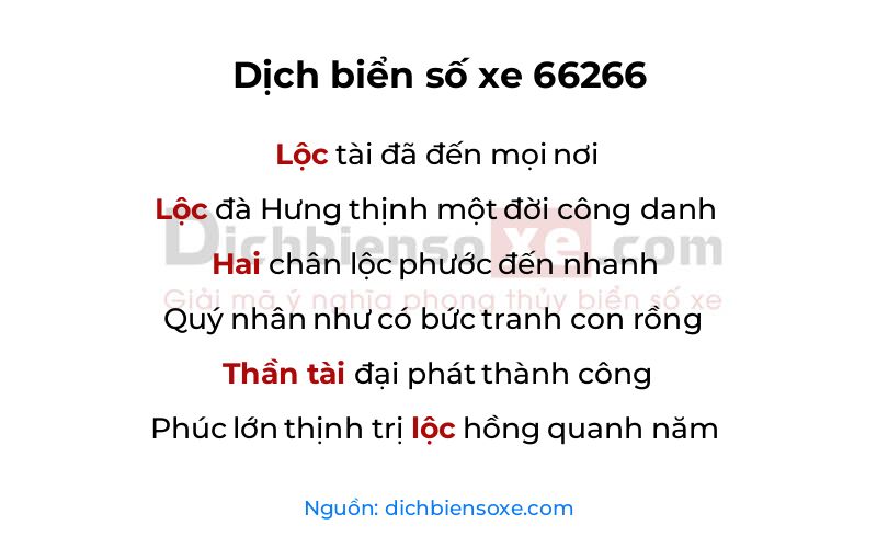 Dịch thơ biển số 66266