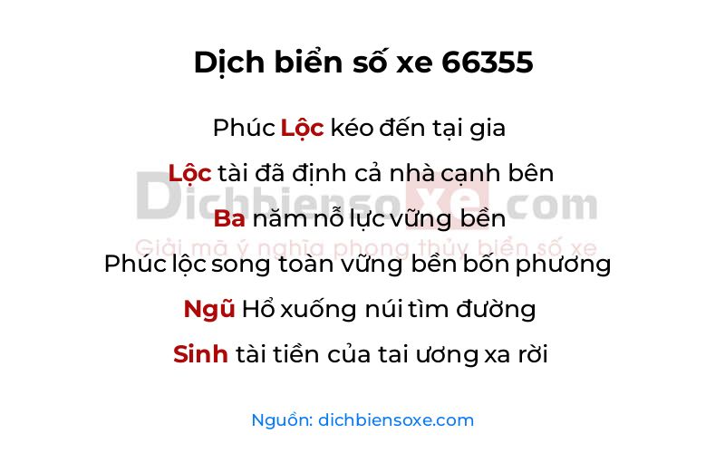 Dịch thơ biển số 66355