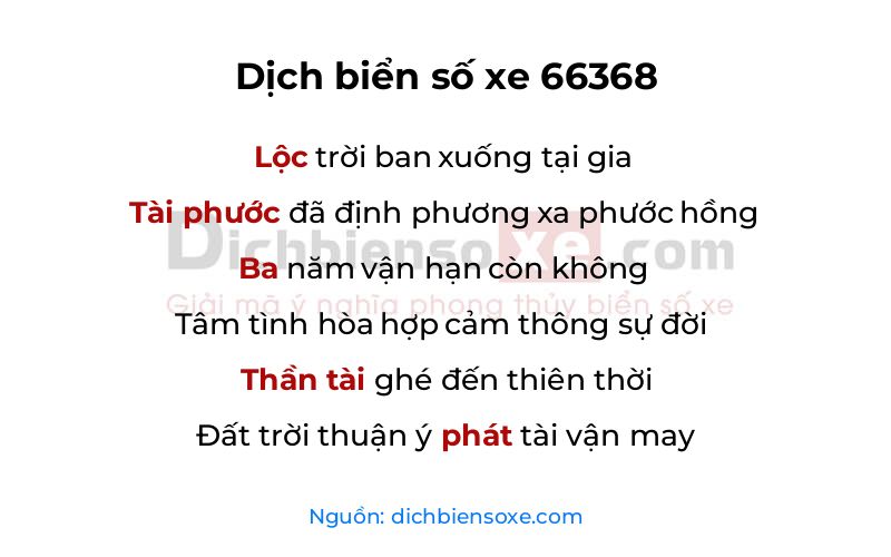 Dịch thơ biển số 66368