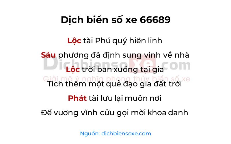 Dịch thơ biển số 66689