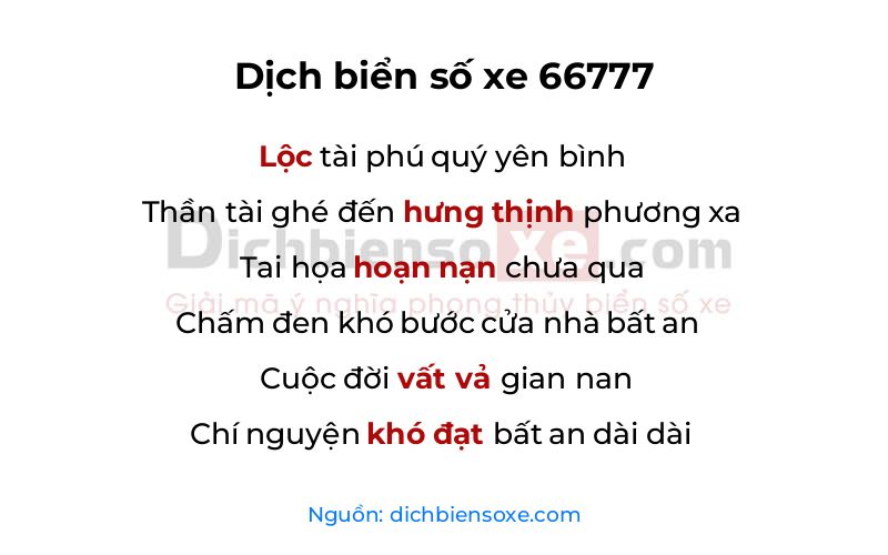 Dịch thơ biển số 66777