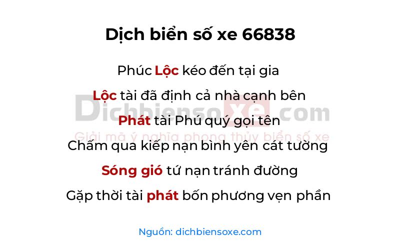 Dịch thơ biển số 66838