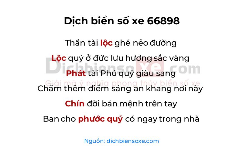 Dịch thơ biển số 66898