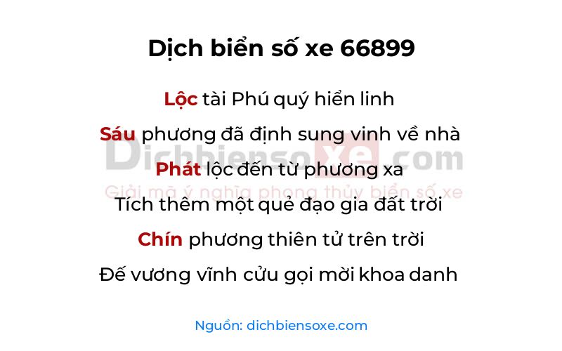 Dịch thơ biển số 66899