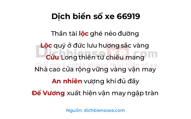 Dịch thơ biển số 66919