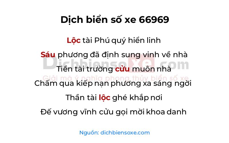 Dịch thơ biển số 66969