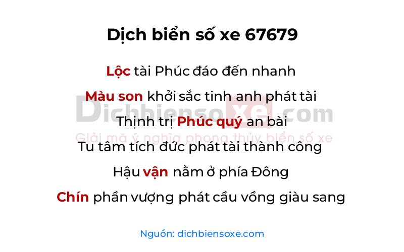 Dịch thơ biển số 67679