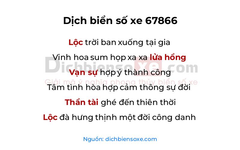 Dịch thơ biển số 67866