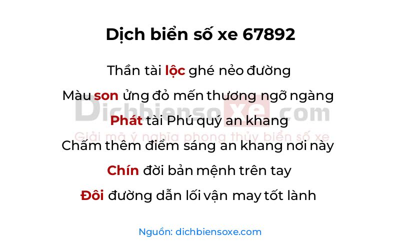 Dịch thơ biển số 67892