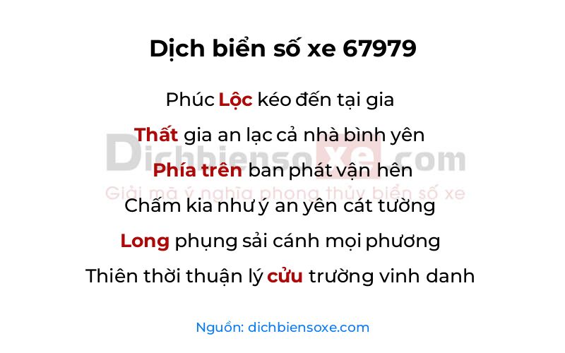 Dịch thơ biển số 67979