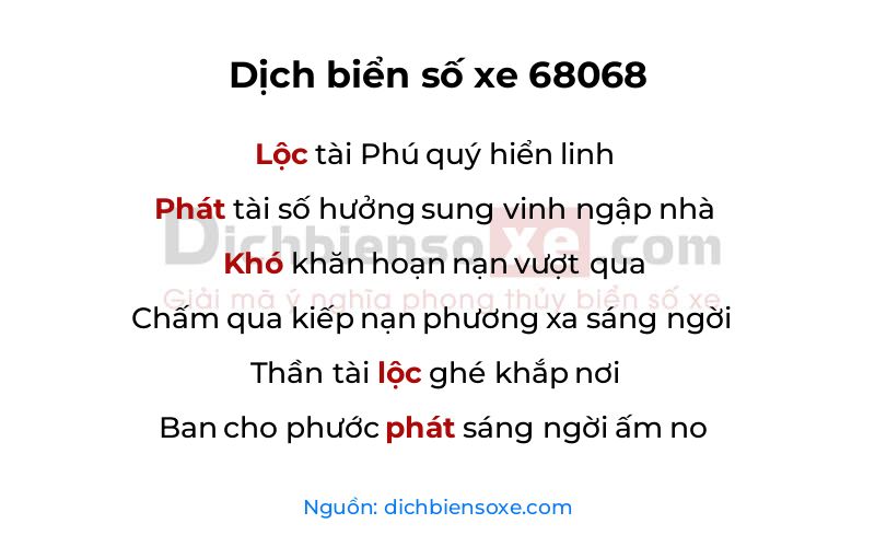 Dịch thơ biển số 68068