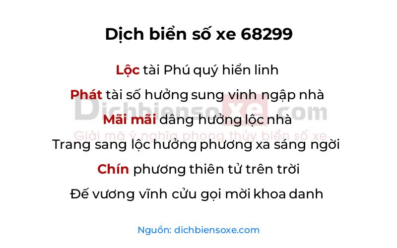 Dịch thơ biển số 68299