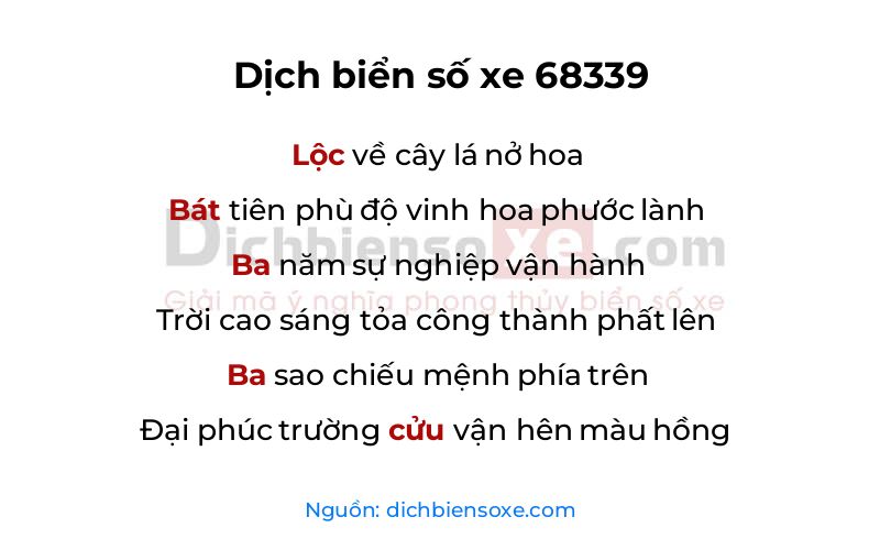 Dịch thơ biển số 68339