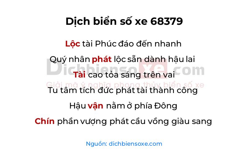 Dịch thơ biển số 68379