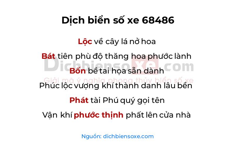 Dịch thơ biển số 68486