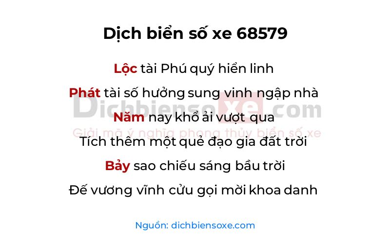 Dịch thơ biển số 68579