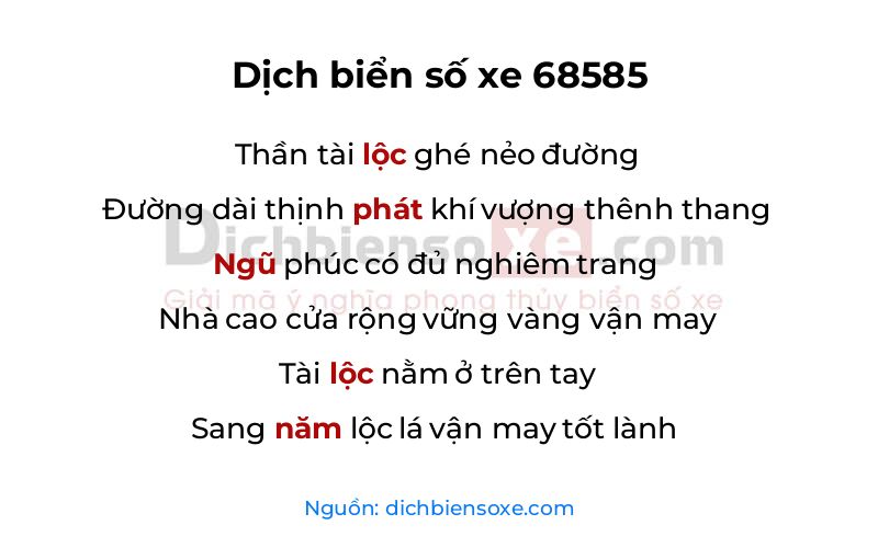 Dịch thơ biển số 68585