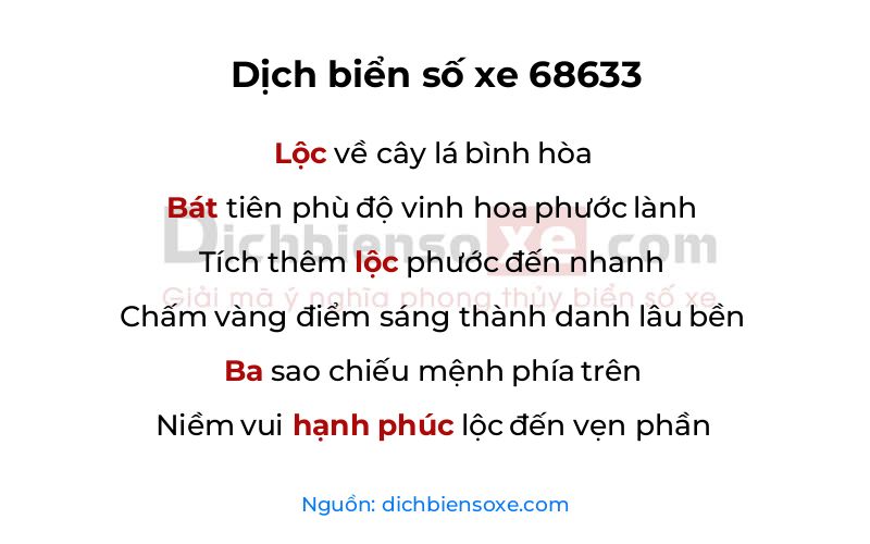 Dịch thơ biển số 68633