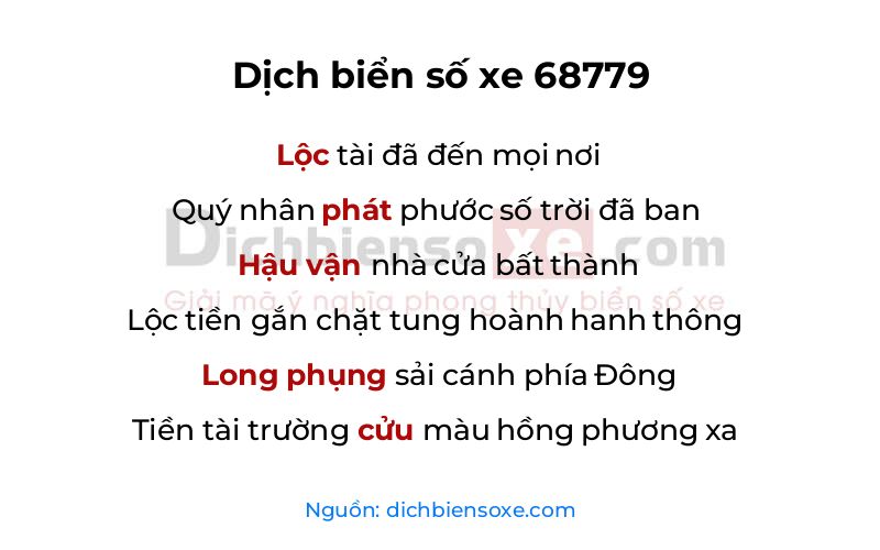 Dịch thơ biển số 68779