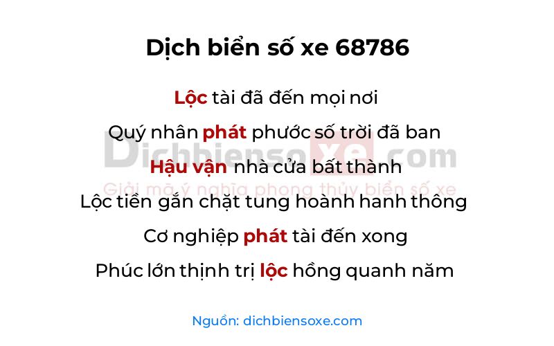 Dịch thơ biển số 68786