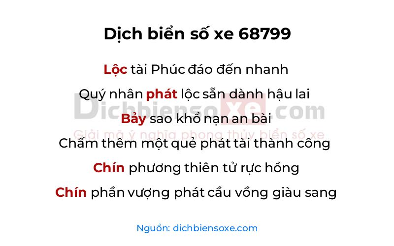 Dịch thơ biển số 68799