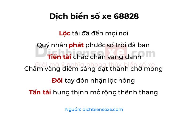 Dịch thơ biển số 68828