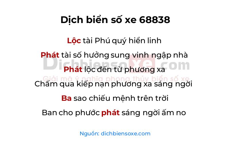 Dịch thơ biển số 68838