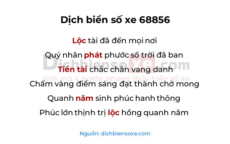 Dịch thơ biển số 68856