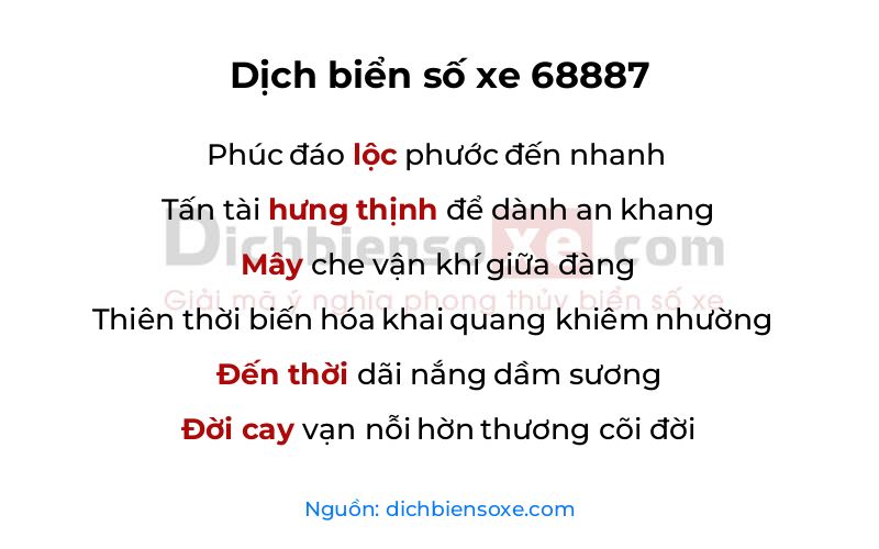 Dịch thơ biển số 68887