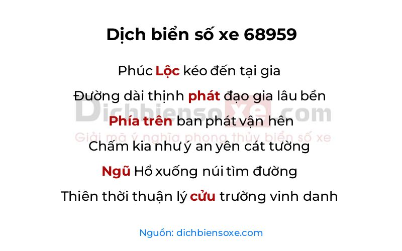 Dịch thơ biển số 68959