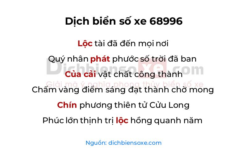 Dịch thơ biển số 68996